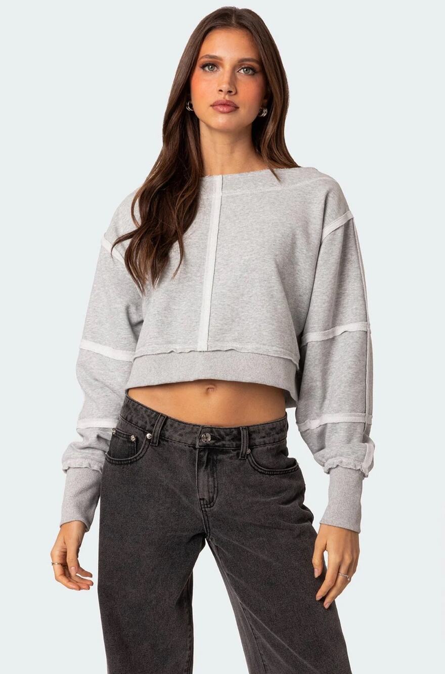 edikted Inside Out Cropped Sweatshirt size medium